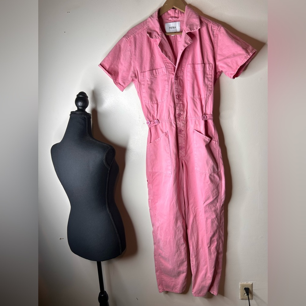 pistola Pink Short-Sleeve Utility Jumpsuit